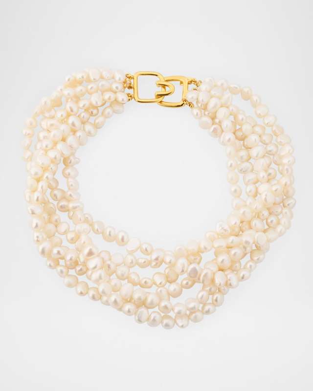 Six Row Pearly Strand Necklace